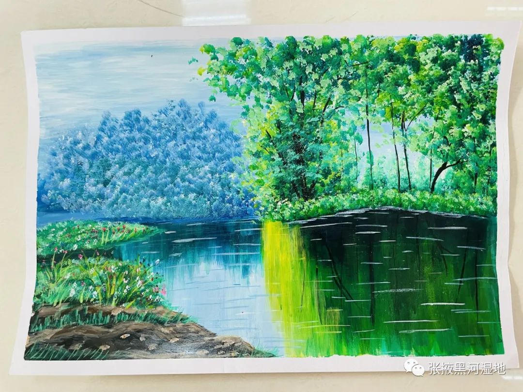非常漂亮的湿地公园绘画