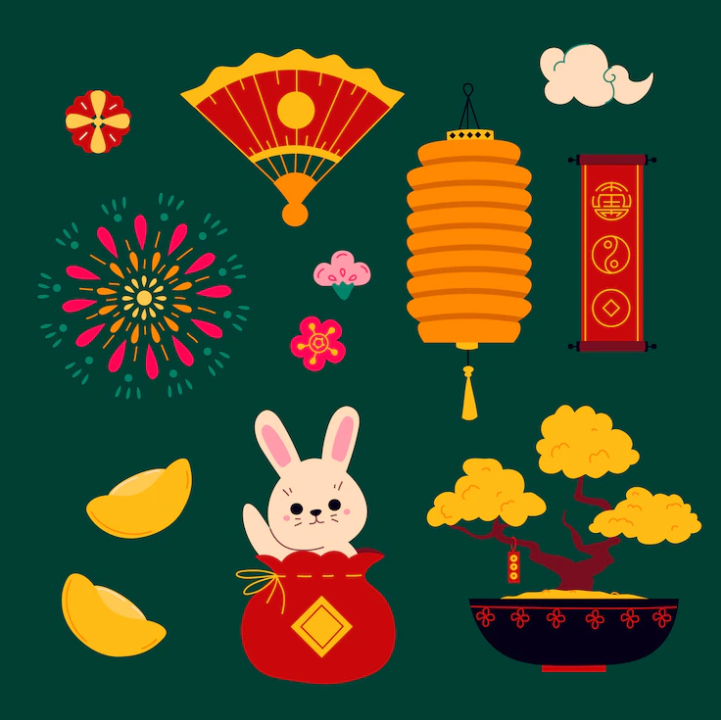 2023兔年新年元旦插画