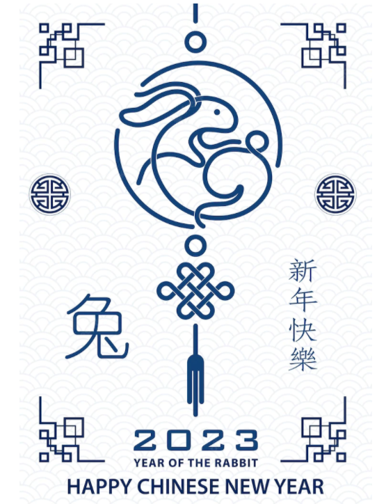 2023福兔贺新年春节插画简单易画