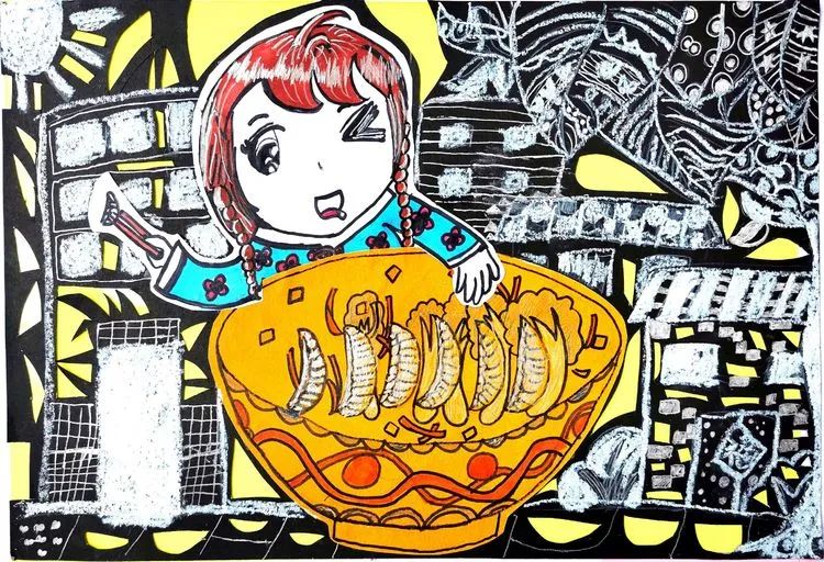 冬季的大节日儿童画