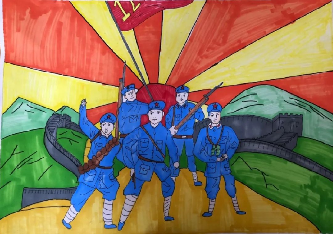 一二九爱国运动绘画作品四年级