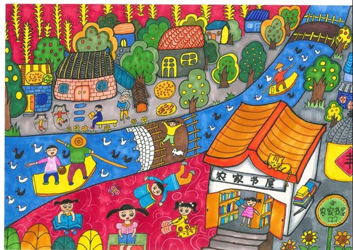 漂亮农家书屋的绘画优秀作品