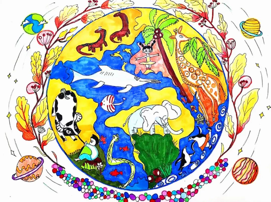如何画保护多样性环境的绘画
