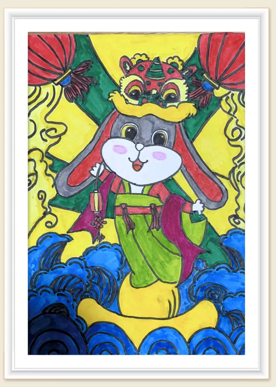 2023年元旦绘画作品欣赏——萌兔迎新年