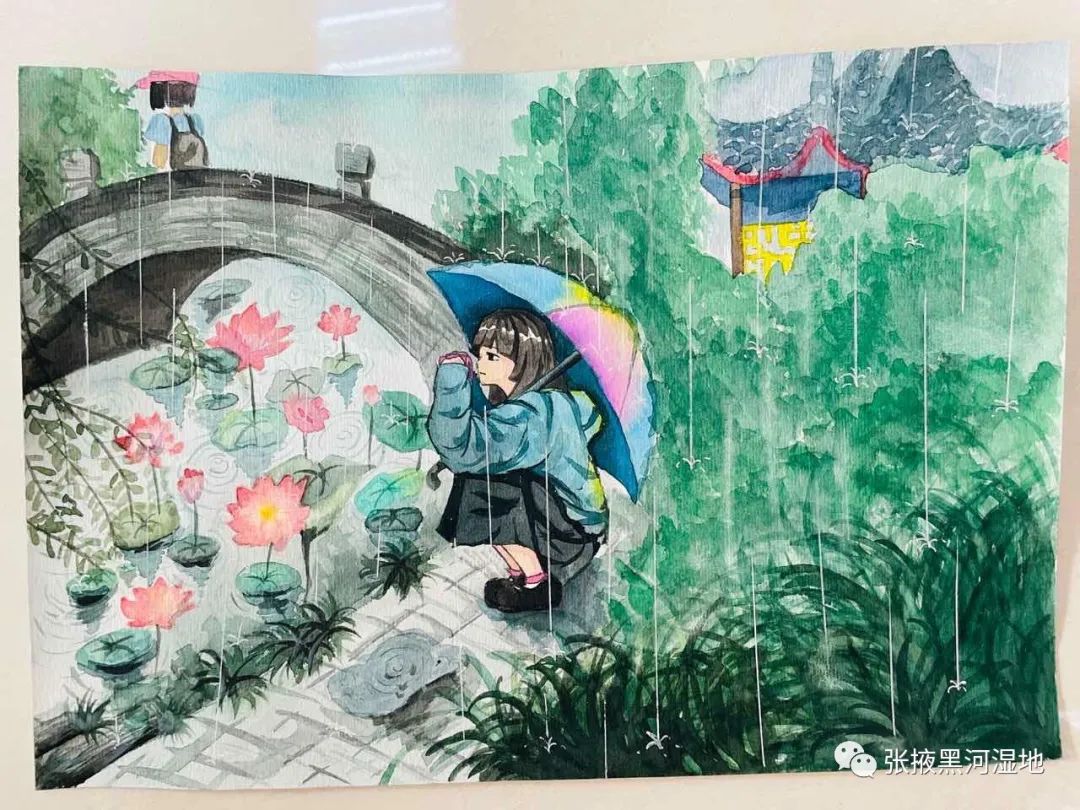 以湿地生态环境保护为主题的绘画