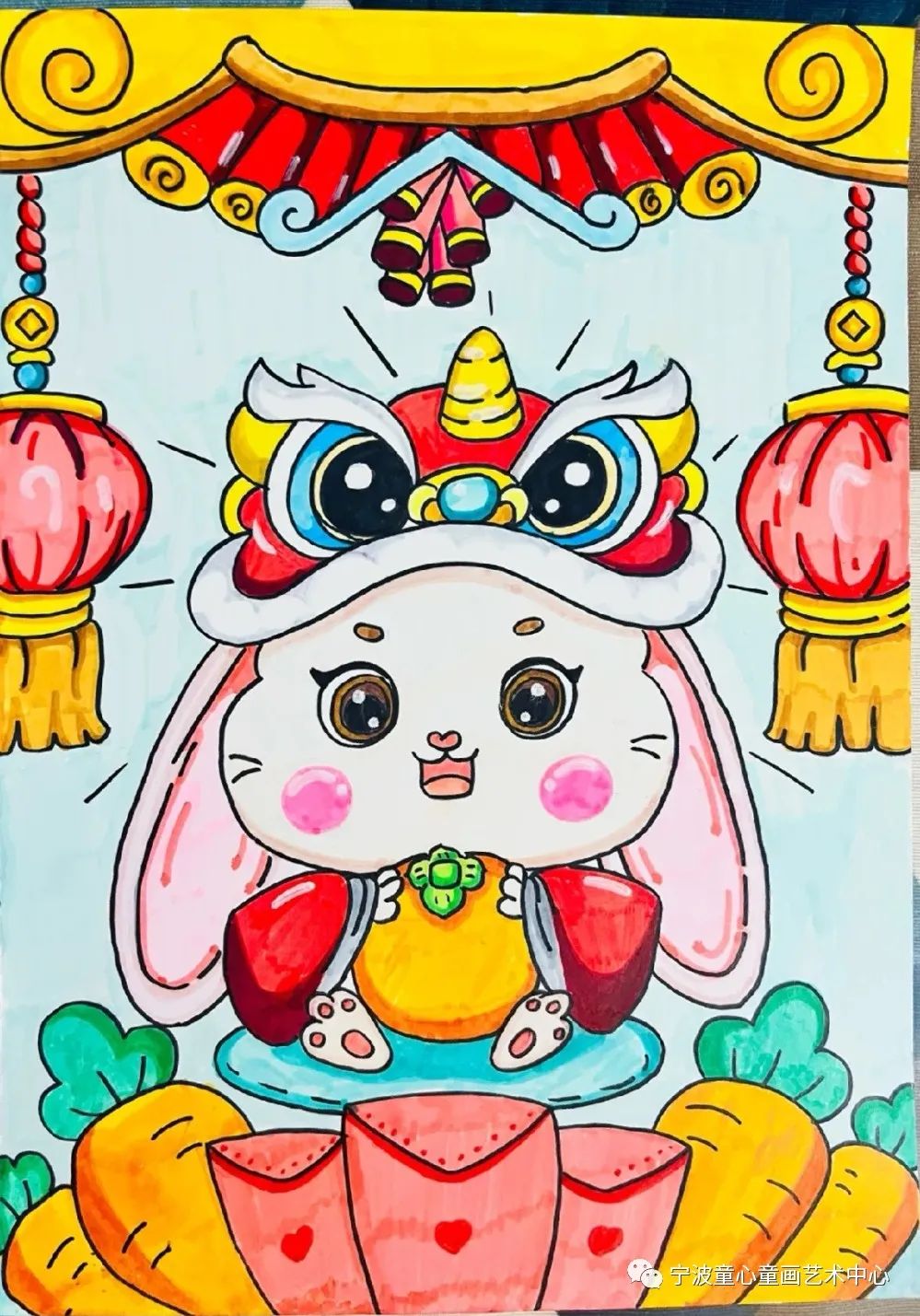 萌兔贺岁主题绘画作品