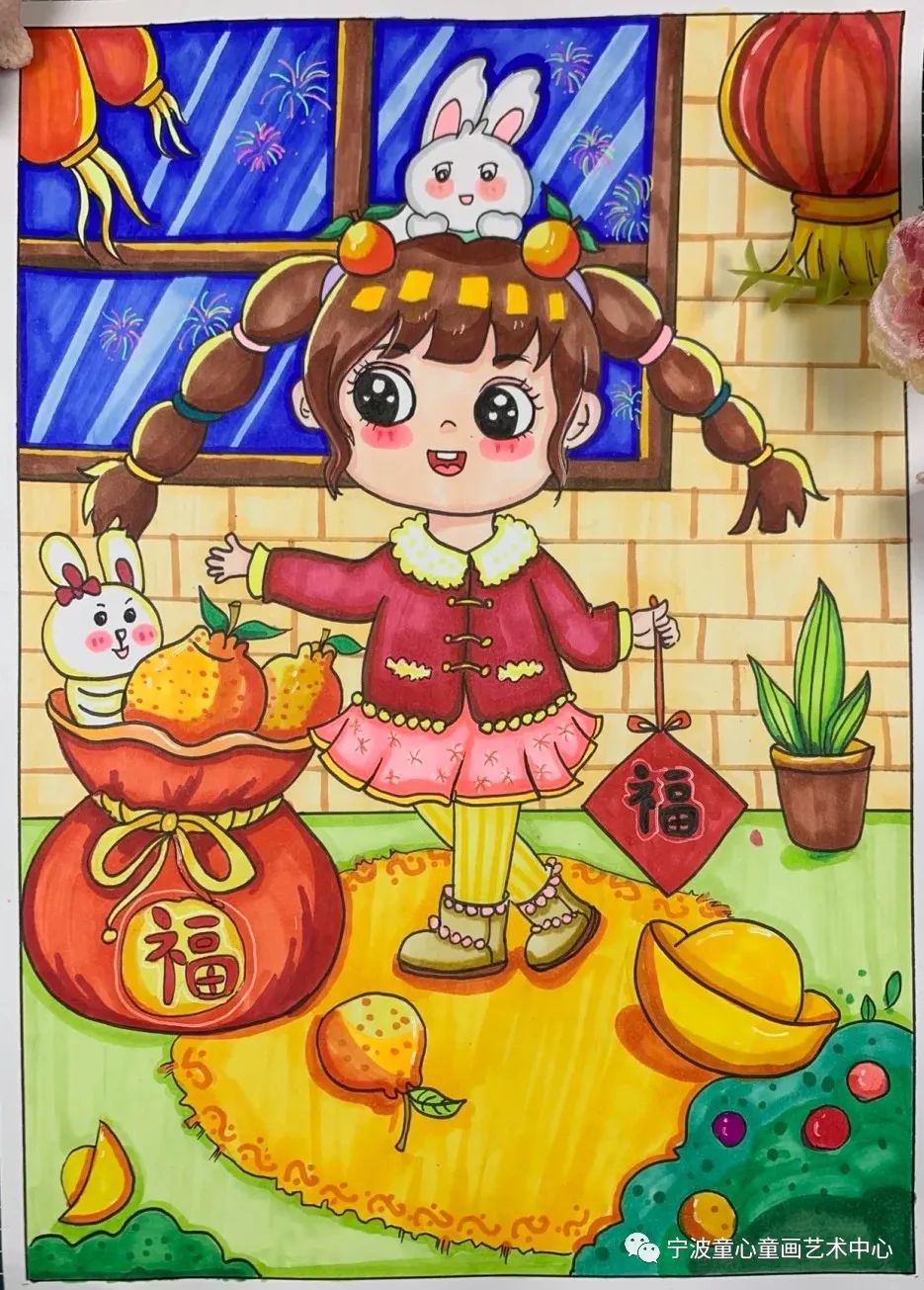 兔年元旦青少年绘画优秀作品