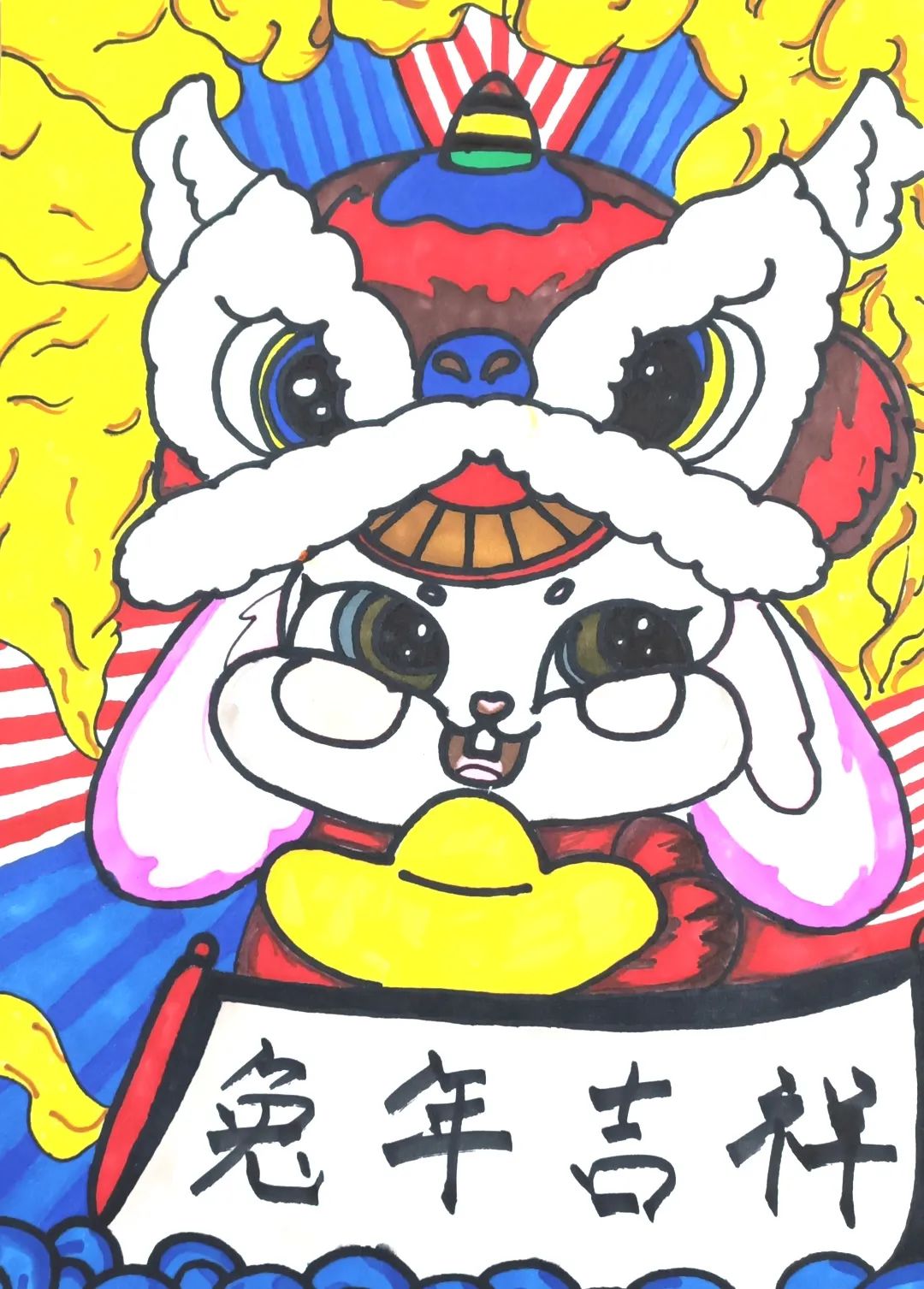兔年春节最火手儿童绘画