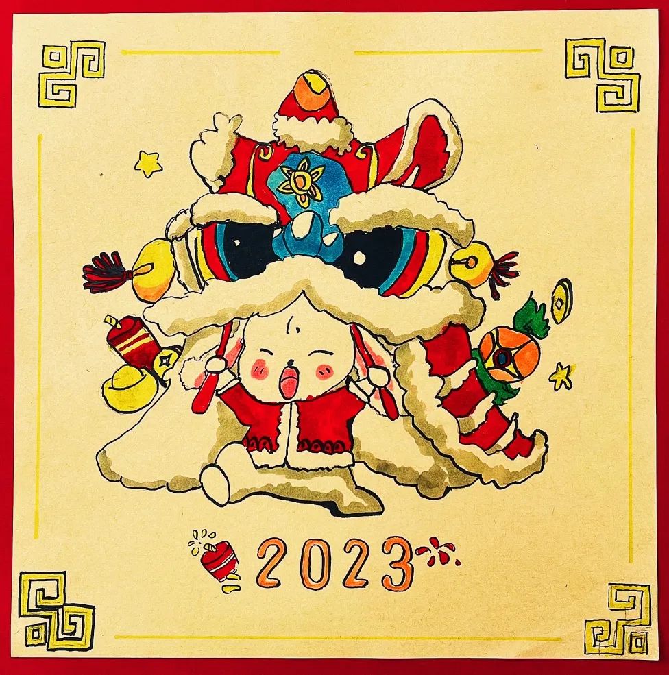 2023兔年春节画画图片