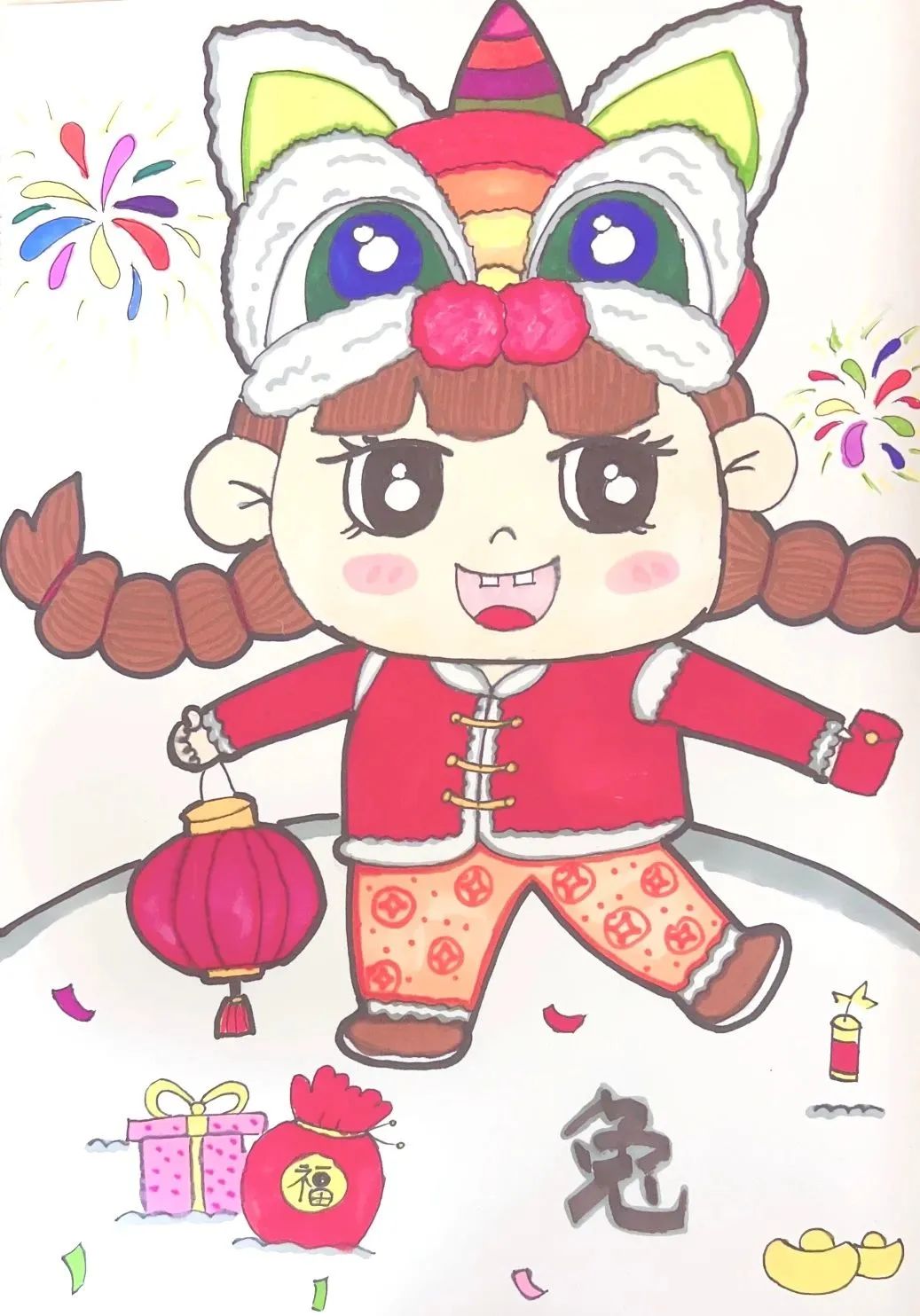 2023兔年大吉儿童画