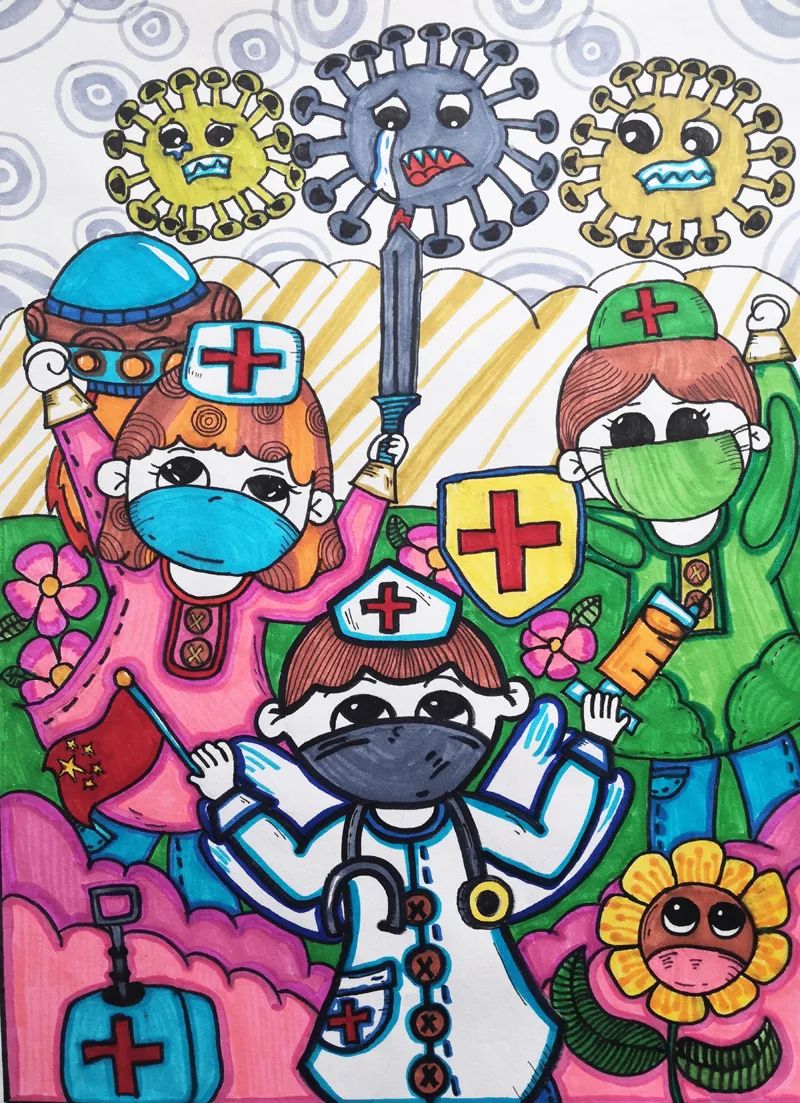 关于抗疫的绘画作品展示