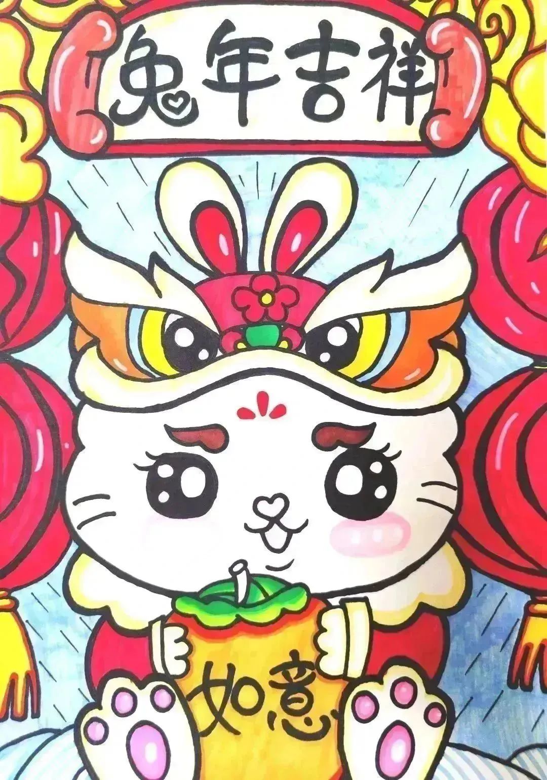兔年吉祥绘画图片2023