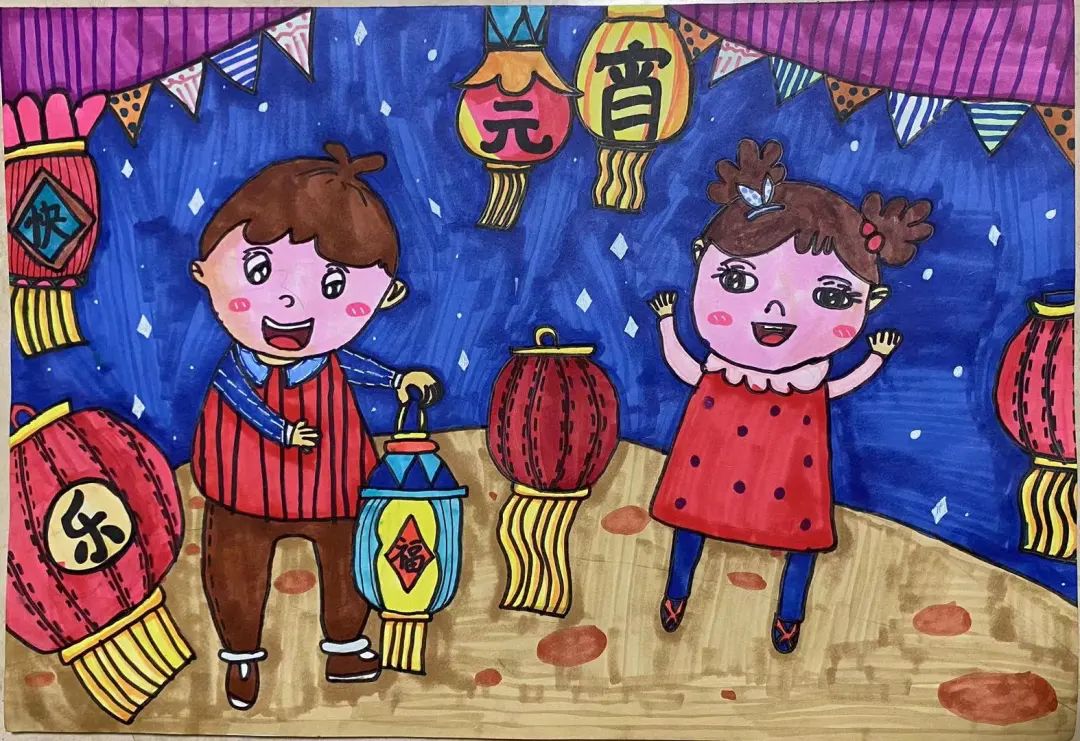 元宵儿童画