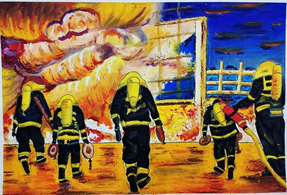 最帅逆行者消防员作品图片