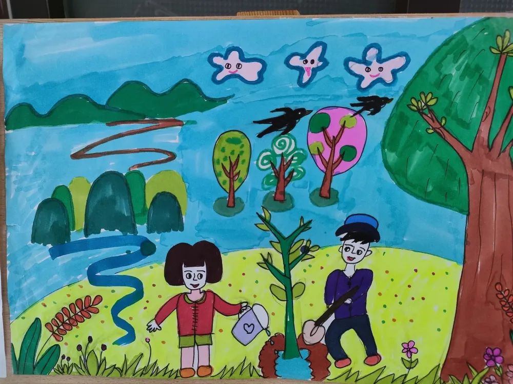 小学植树节环保主题绘画