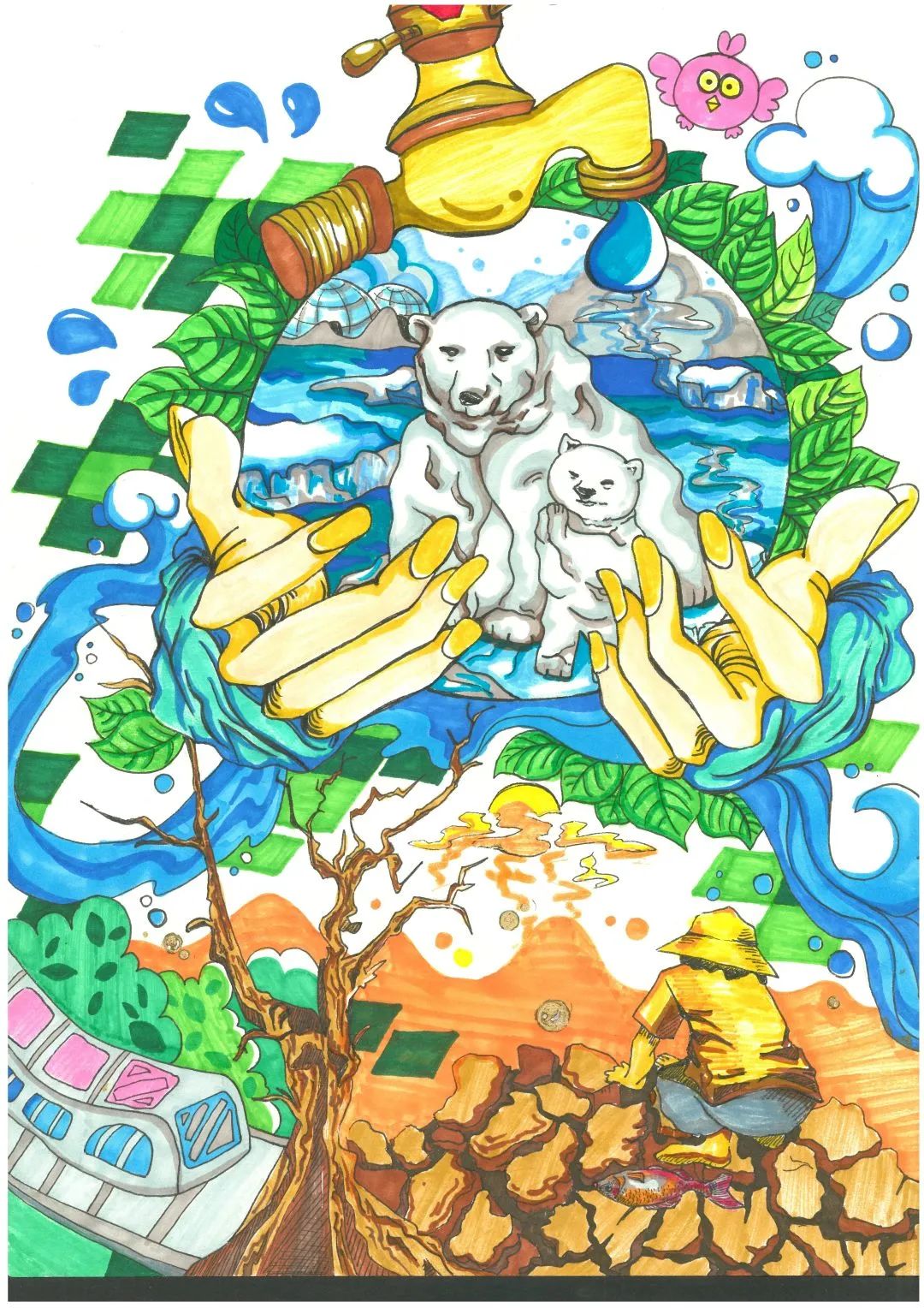 “节约用水 保护蔚蓝世界”绘画优秀作品二等奖