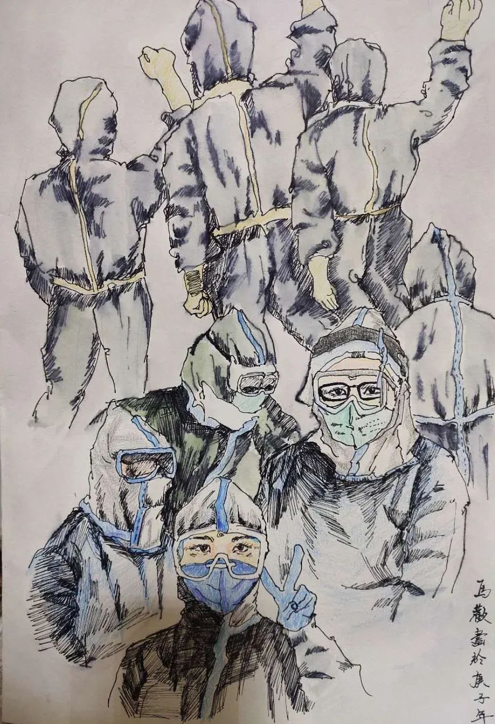 《致敬英雄》——抗击疫情主题儿童画