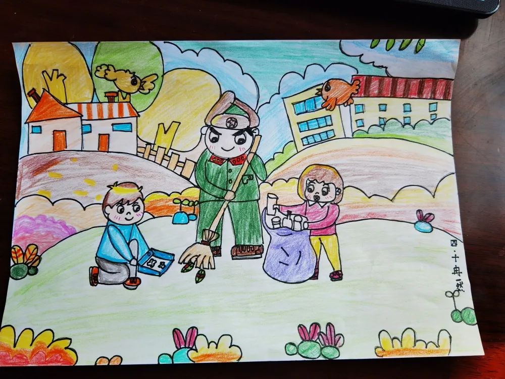小学生与雷锋精神同行绘画作品