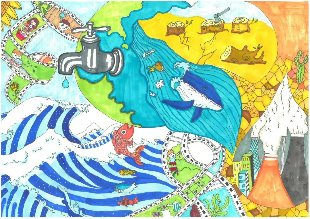 ”保护海洋环境 共创绿色家园“环保主题宣传绘画