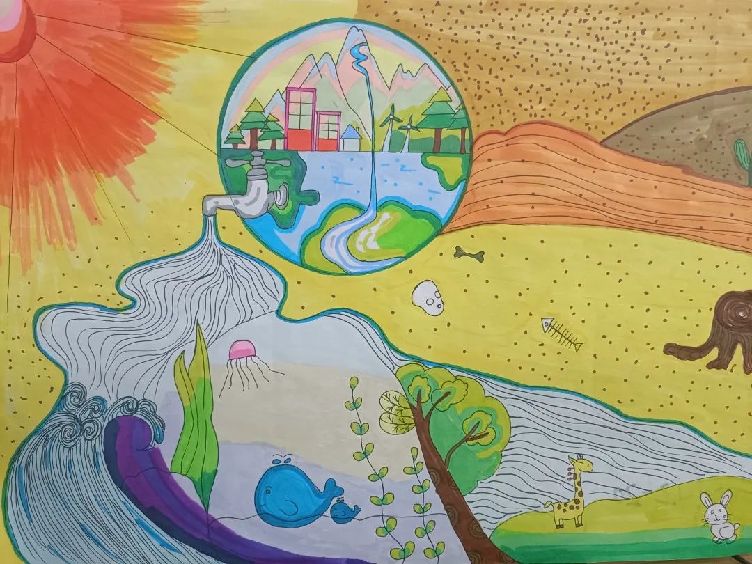 世界水日主题儿童画——《节约用水》