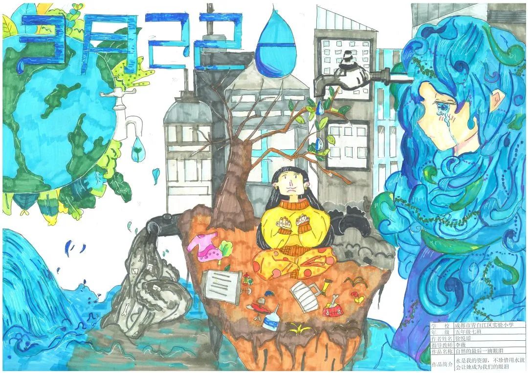 小学生世界水日主题画一等奖