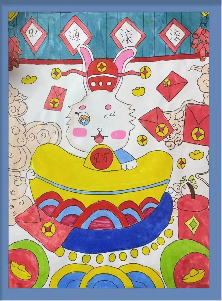 2023兔年新年画画图片