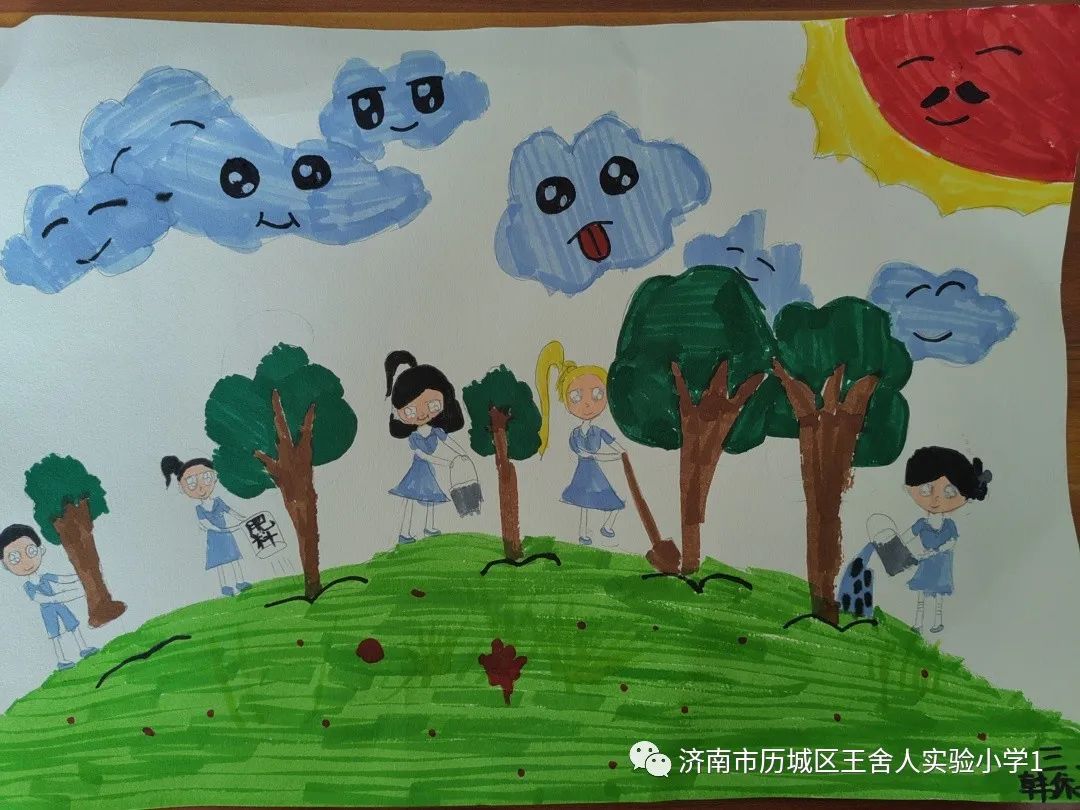“播种希望 收获未来”植树节儿童画