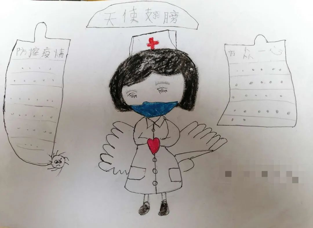小学“万众一心 抗击疫情”儿童画简单好看
