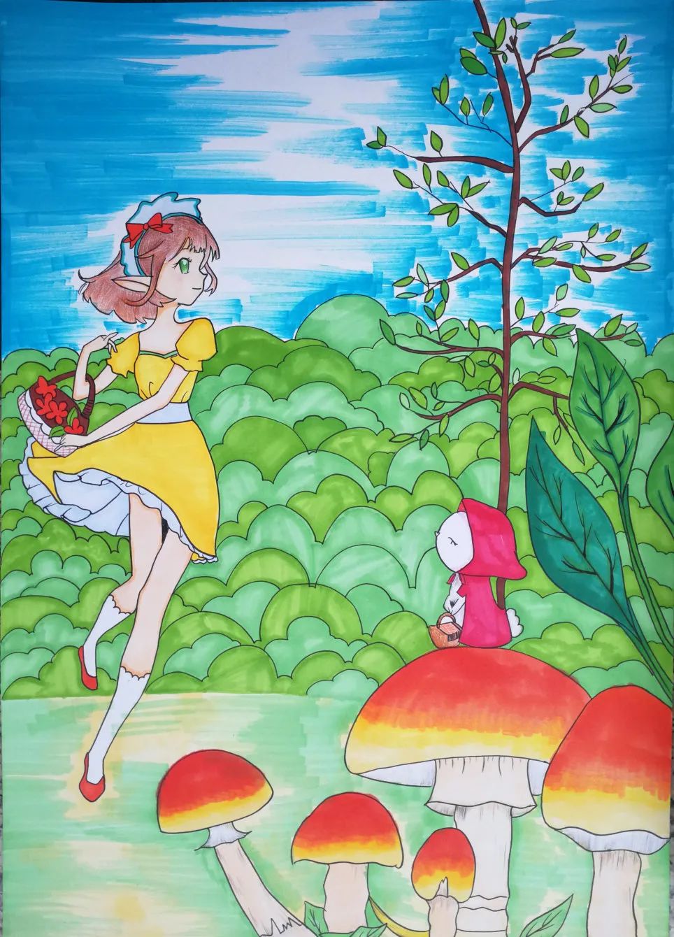 清新可爱的植树节小学生绘画作品一等奖