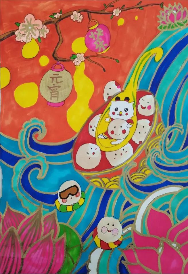 调皮的元宵儿童画怎样画