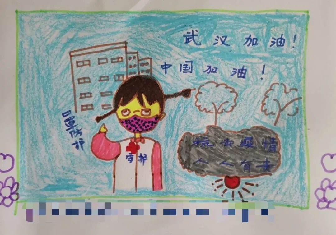抗击疫情儿童画简单又漂亮