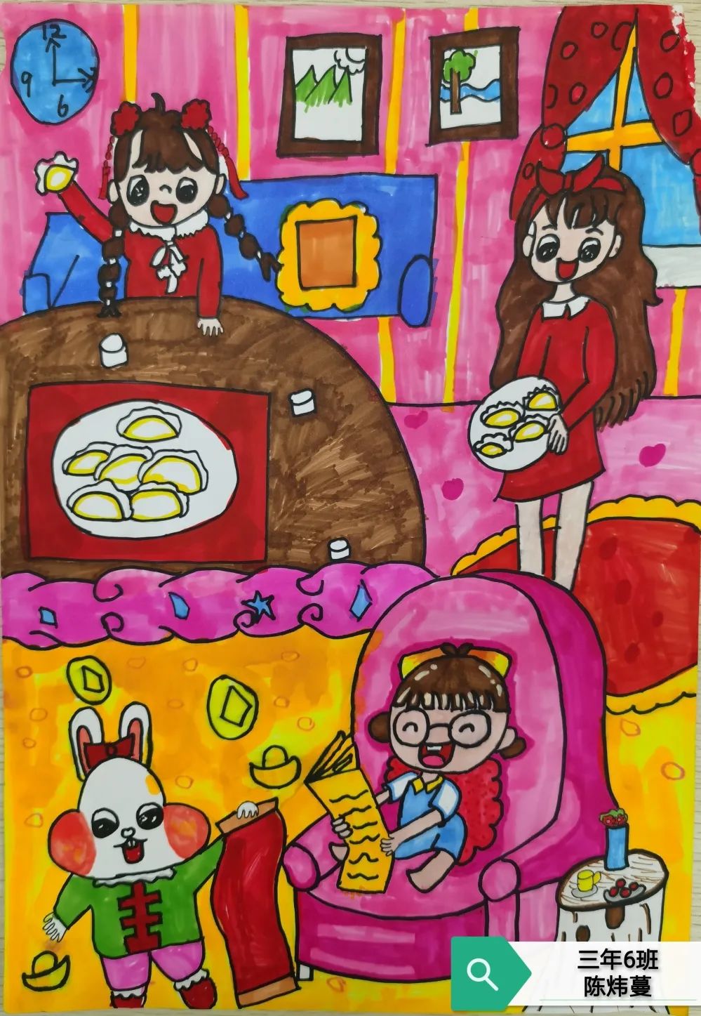 我的一家儿童画优秀作品展示