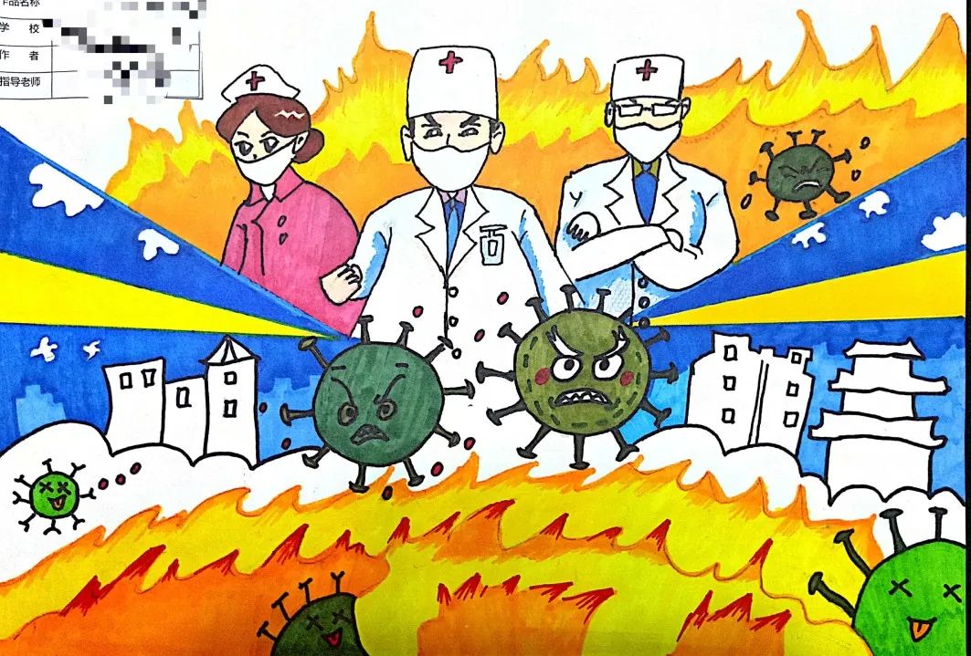关于抗击疫情的简单绘画作品