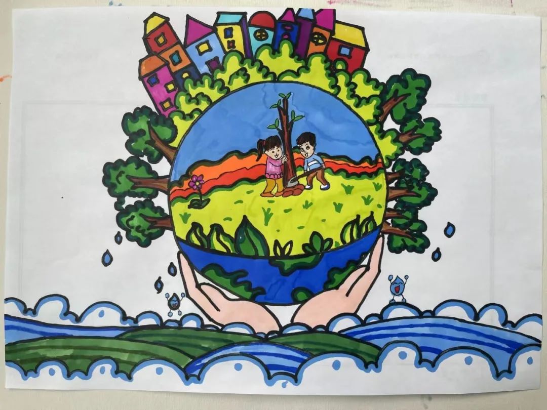 关于4月22日世界地球日的儿童绘画作品