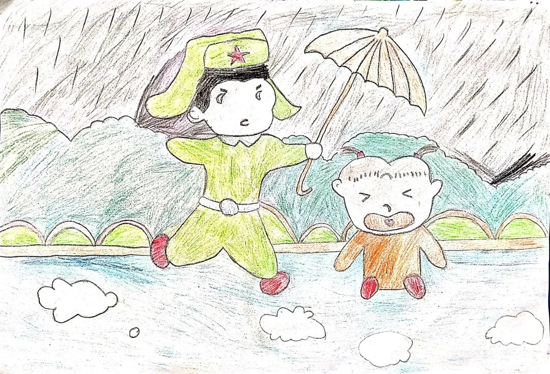 雷锋精神绘画作品——《助人为乐》