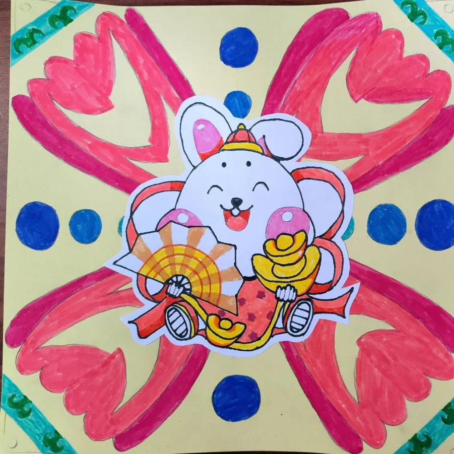 可爱的新年兔水彩画优秀作品