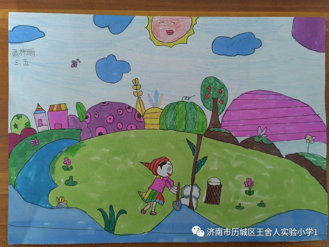 “播种希望 共创绿色家园”植树节绘画