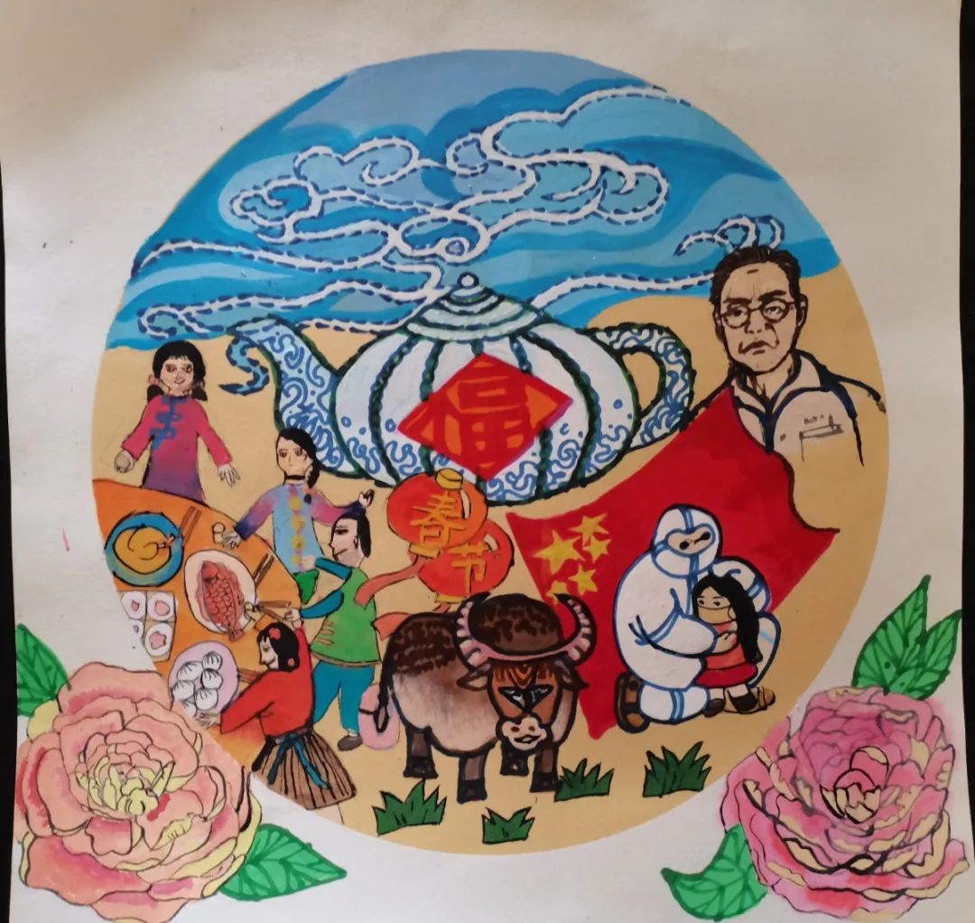 关于新年抗疫的画画作品