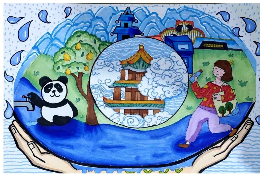 最新世界水日绘画图片