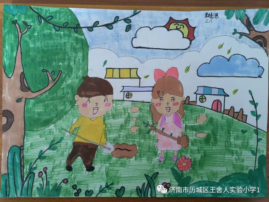 “落笔画木 栽木成林”植树节主题绘画