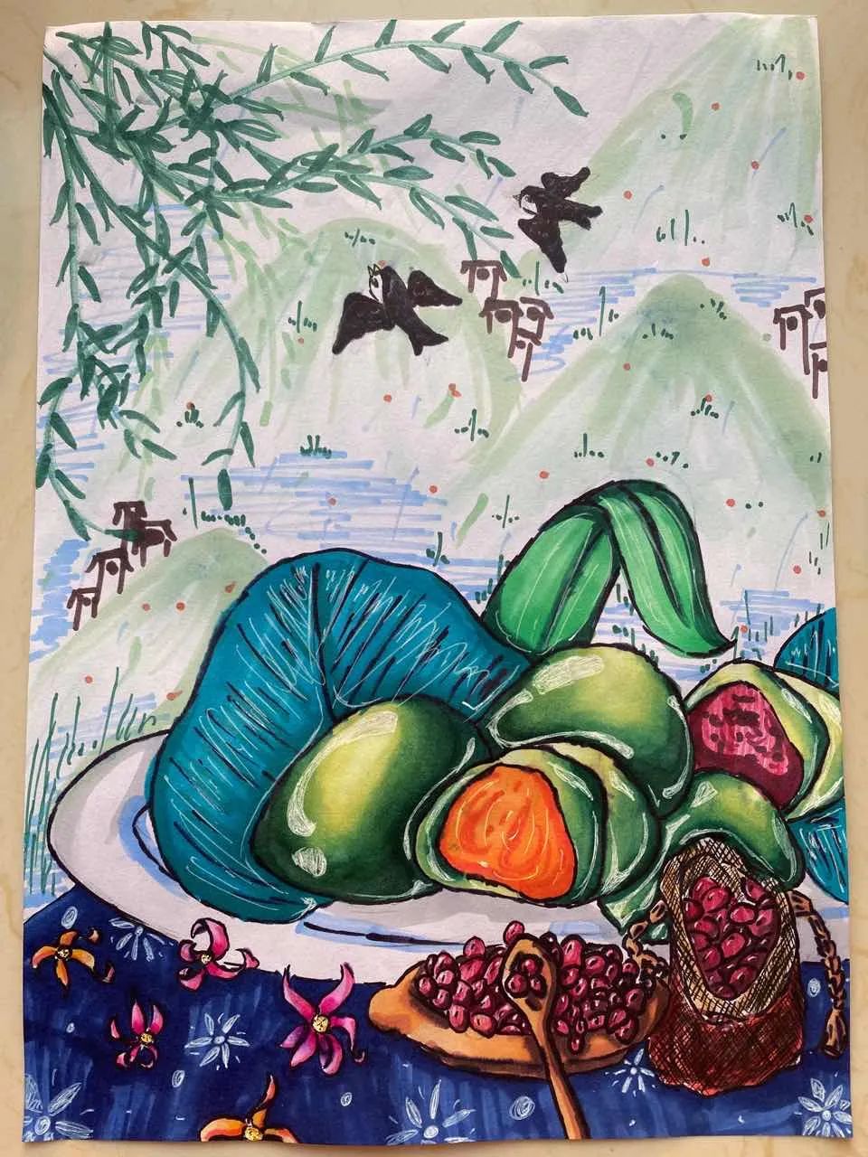 一幅藏有春天气息的清明节主题作品