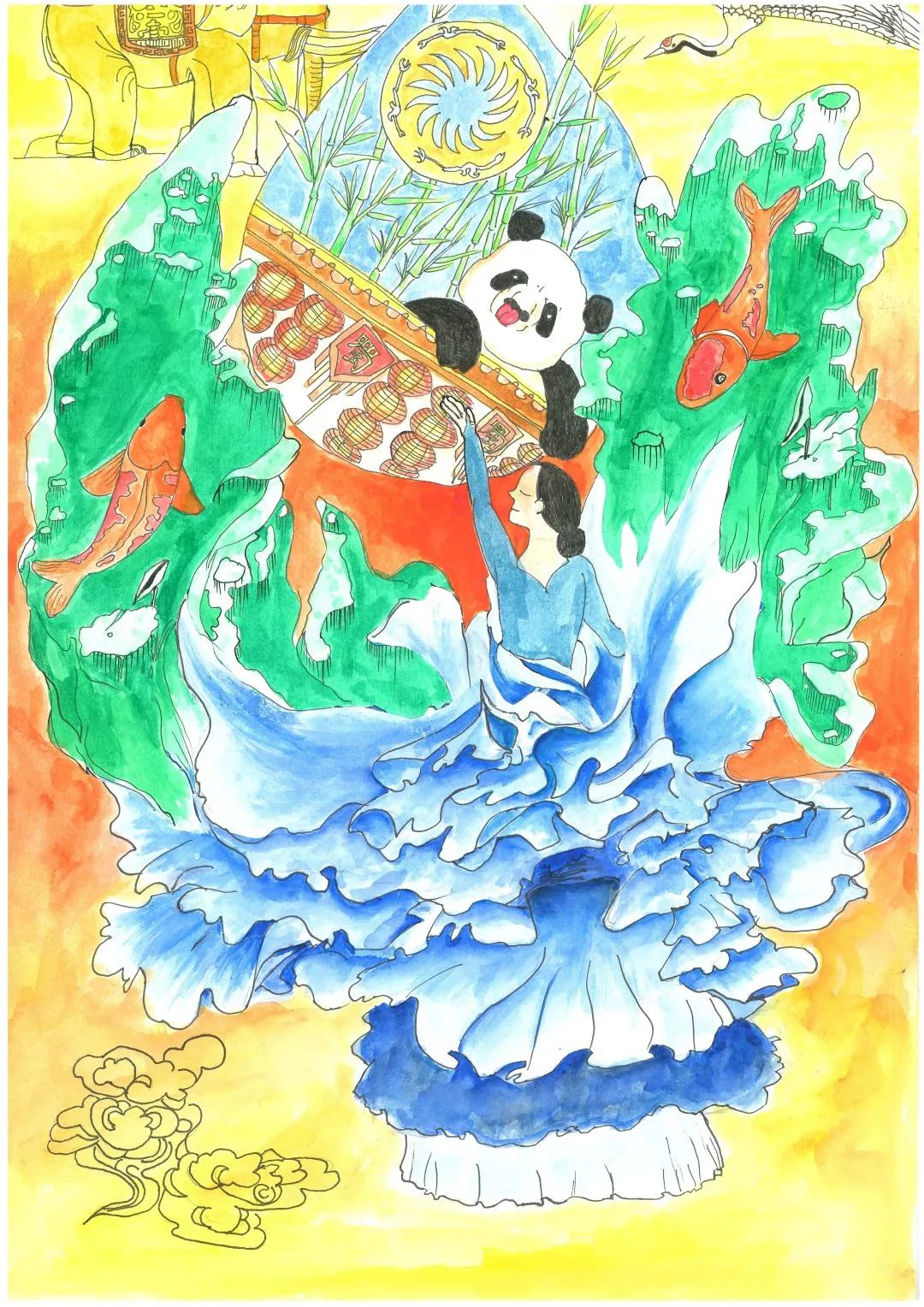 七年级“节约用水 爱护家园”儿童画优秀作品