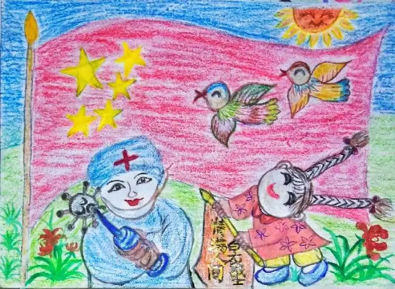 致敬白衣战士防疫主题儿童画