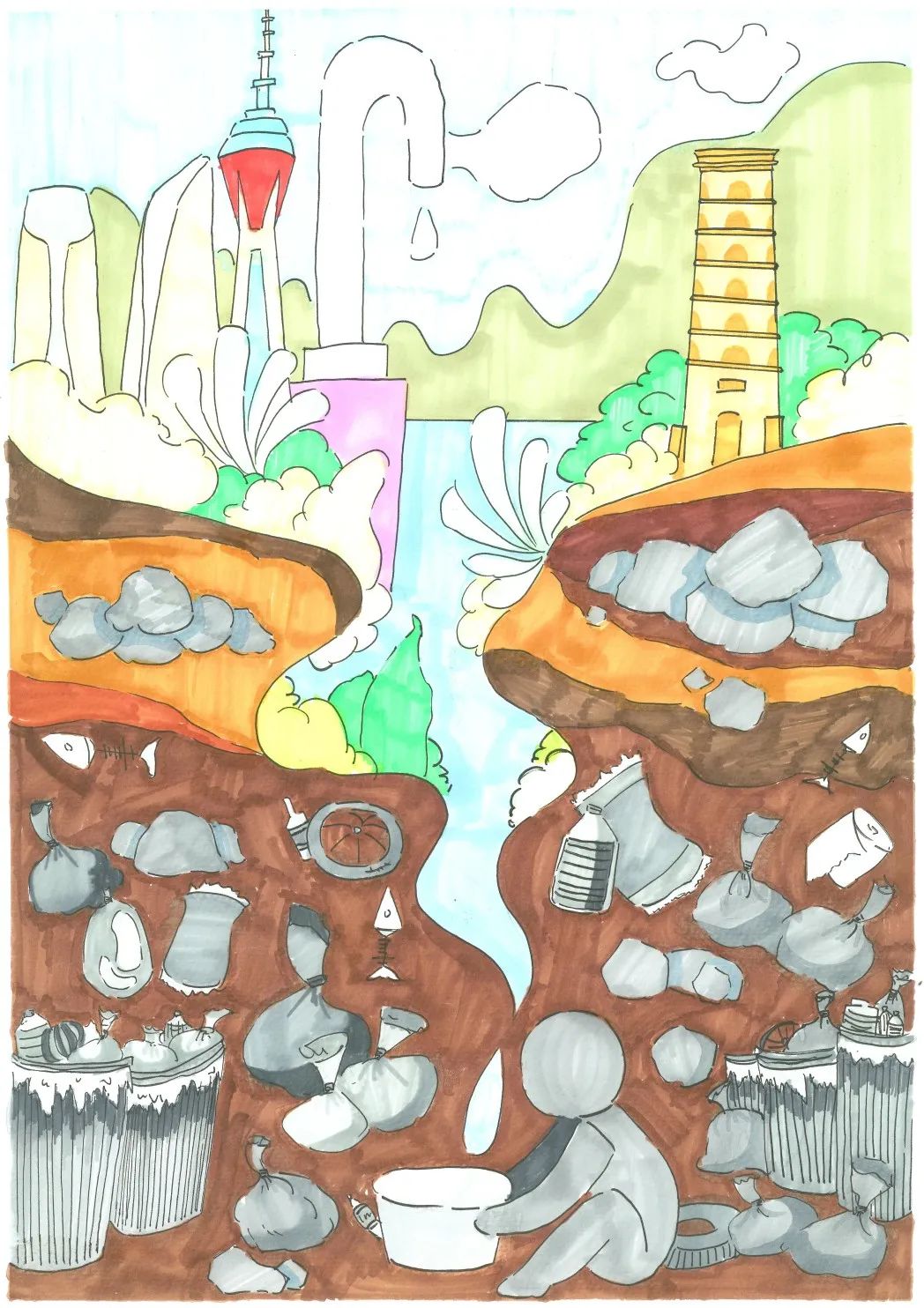 保护水资源水环境的儿童画作品