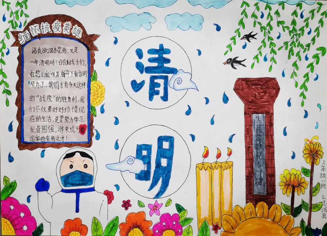 清明节致敬抗疫英雄绘画优秀作品