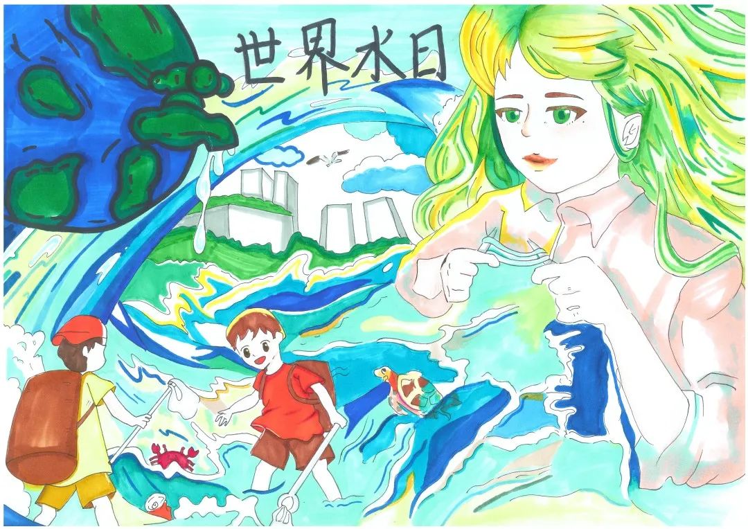 “珍惜水,爱护水”主题画画图片优秀作品展