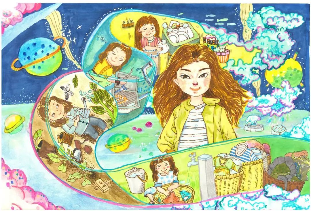 小学生节约用水儿童画参赛作品