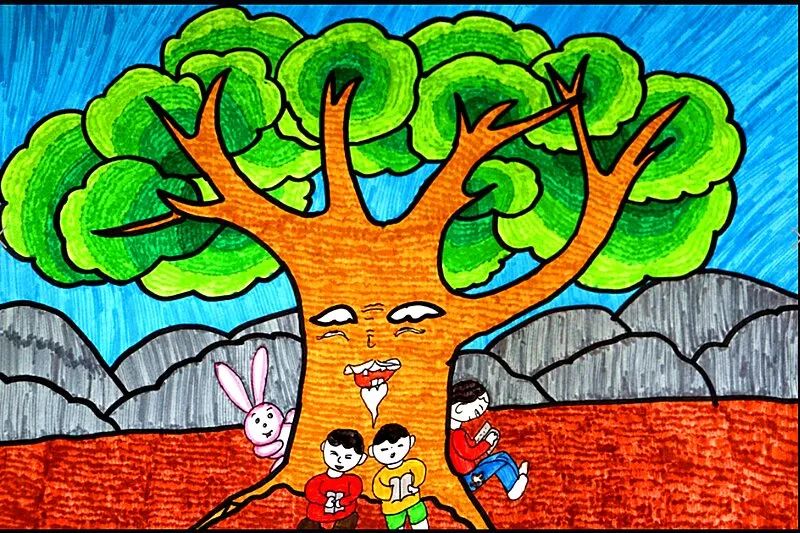 植树节儿童画作品 小学生