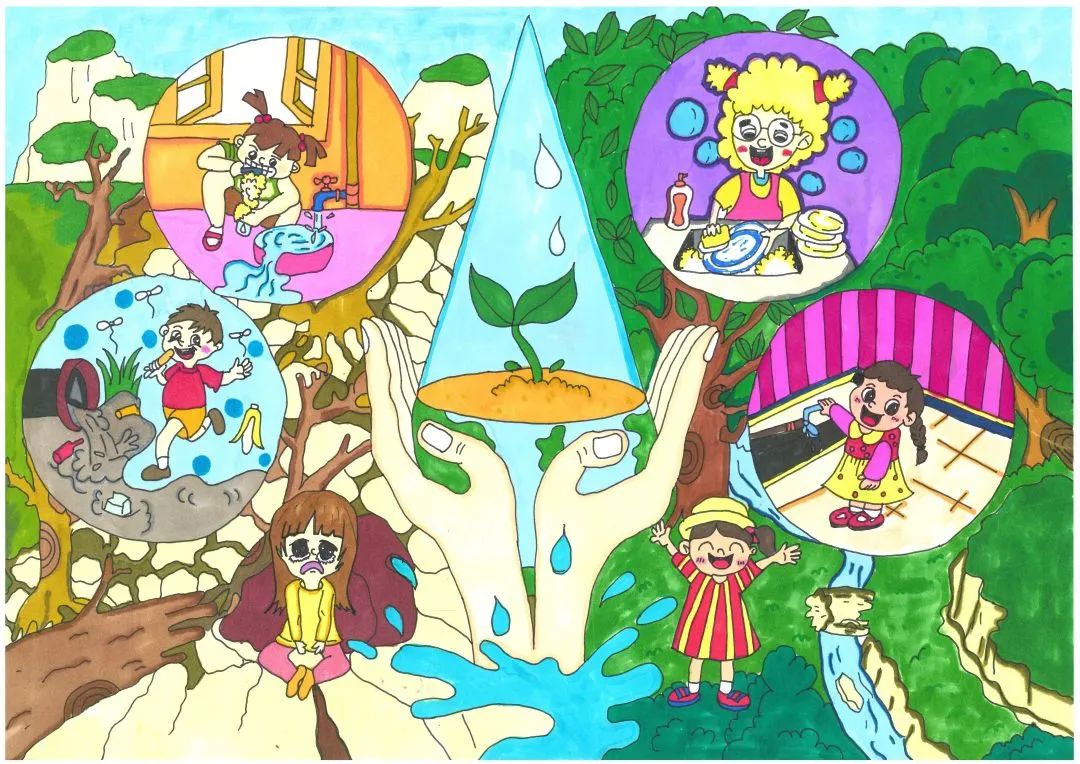 世界节水日的儿童画怎么画最漂亮
