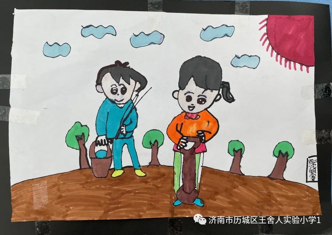 植树节绘画作品一年级